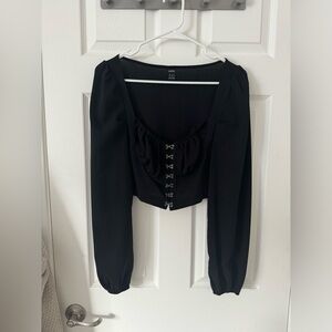 Black corset long sleeve top